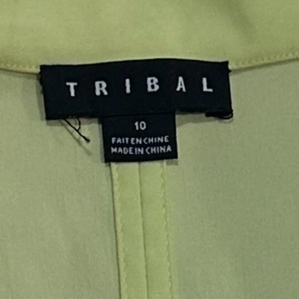 Tribal Zip Front Jacket Size 10 Lime Green  Ruched Detailing Casual